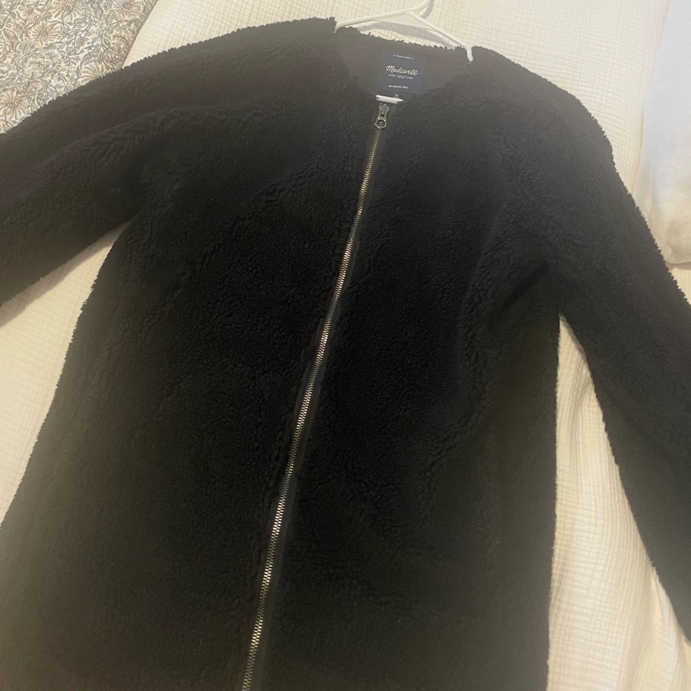 Madewell Black Cocoon Sherpa Coat